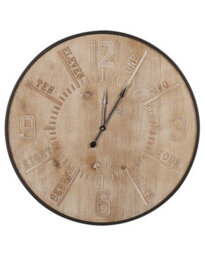 Wyld And Coco Luma Round Wall Clock 60Cm - Gold Iron Frame, Light Brown Mdf Face - Retro Industrial - thumbnail 1