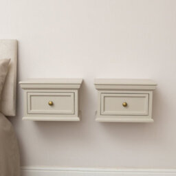Melody Maison Pair Of Taupe-Grey Wall Mounted Bedside Tables - Daventry Taupe-Grey Range - thumbnail 6