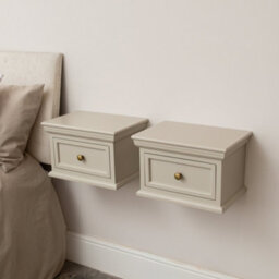 Melody Maison Pair Of Taupe-Grey Wall Mounted Bedside Tables - Daventry Taupe-Grey Range - thumbnail 5