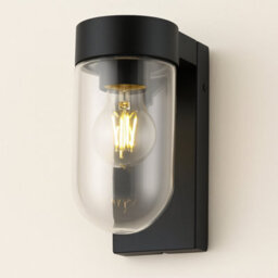 CGC Lighting Cgc Rowan Black Outdoor Wall Lantern Light With Clear Diffuser Ip54 - thumbnail 6