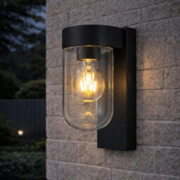 CGC Lighting Cgc Rowan Black Outdoor Wall Lantern Light With Clear Diffuser Ip54 - thumbnail 2