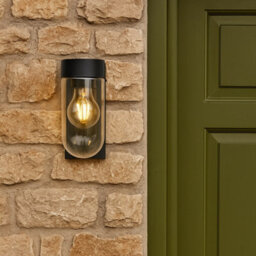 CGC Lighting Cgc Rowan Black Outdoor Wall Lantern Light With Clear Diffuser Ip54 - thumbnail 1