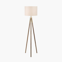 Pacific Lifestyle Gold Metal And Wood Grain Tripod Floor Lamp - thumbnail 2