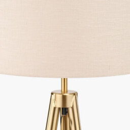 Pacific Lifestyle Gold Metal And Wood Grain Tripod Floor Lamp - thumbnail 4