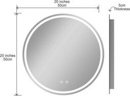 Belofay 500 mm Round Led Illuminated Bathroom Mirror With Touch Sensor, Wall Mounted, Anti-Fog - thumbnail 2