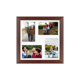 AK Frames 12X12 Rose Wood Classic Multi Photo Frame With White Mount - Holds 4 Apertures (4X) 6X4 Photos - thumbnail 1