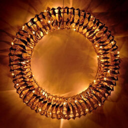 Urbn-Living Urbnliving 30Cm Round Gold Wreath Decoration With Led Lights Christmas Ornament Lights Hanging Xmas Decor - thumbnail 2