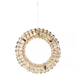 Urbn-Living Urbnliving 30Cm Round Gold Wreath Decoration With Led Lights Christmas Ornament Lights Hanging Xmas Decor - thumbnail 4