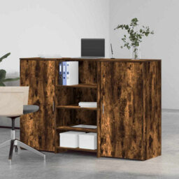 Berkfield Durable Reception Desk Smoked Oak 155X50X103.5 Cm Engineered Wood - thumbnail 3