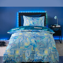 Catherine Lansfield Kids Gamer So Soft Single Duvet Cover Set With Pillowcase Grey - thumbnail 1