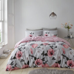 Gc Gaveno Cavailia Floral Fantasy King Size Quilt Cover 3Pc Set,reversible Blush Pink With Flowers Print Quilt Cover.
