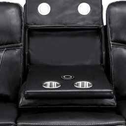 Furnishings For Less UK Orlando Leather Black Electric Reclining 3 Seater Cup Holder - thumbnail 7