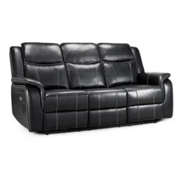 Furnishings For Less UK Orlando Leather Black Electric Reclining 3 Seater Cup Holder - thumbnail 2