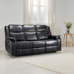 Furnishings For Less UK Orlando Leather Black Electric Reclining 3 Seater Cup Holder - thumbnail 1