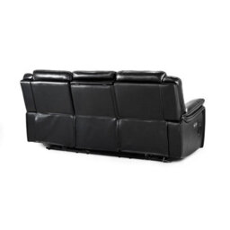 Furnishings For Less UK Orlando Leather Black Electric Reclining 3 Seater Cup Holder - thumbnail 4