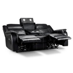 Furnishings For Less UK Orlando Leather Black Electric Reclining 3 Seater Cup Holder - thumbnail 5