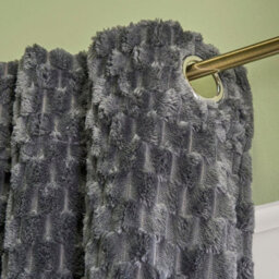 "OHS Waffle Fleece Curtains Thermal Eyelet Soft Blackout, Charcoal - 66"" X 72""" - thumbnail 3