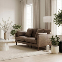 Furniturebox Uk Monroe Brown Faux Leather 3 Seater Sofa - thumbnail 7