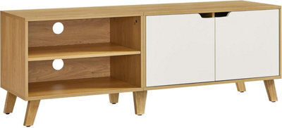 LEDREM Tv Stand With 2 Doors, Tv Stand With Adjustable Shelves, Length 140 Cm, For 65 Inch Tvs, Living Room - image 1