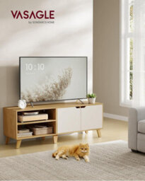 LEDREM Tv Stand With 2 Doors, Tv Stand With Adjustable Shelves, Length 140 Cm, For 65 Inch Tvs, Living Room - thumbnail 2