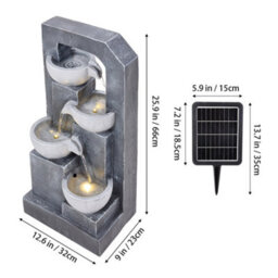 Breeins 4-Tierd Solar Powered Water Fountain Outdoor Gardening Decor With Warm Light, Durable Resin - thumbnail 9