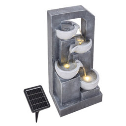 Breeins 4-Tierd Solar Powered Water Fountain Outdoor Gardening Decor With Warm Light, Durable Resin - thumbnail 4