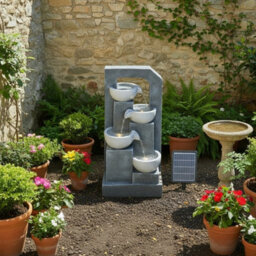 Breeins 4-Tierd Solar Powered Water Fountain Outdoor Gardening Decor With Warm Light, Durable Resin - thumbnail 2