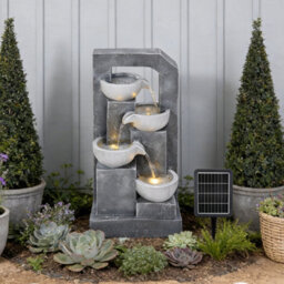 Breeins 4-Tierd Solar Powered Water Fountain Outdoor Gardening Decor With Warm Light, Durable Resin - thumbnail 3