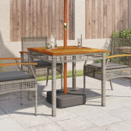 Berkfield Garden Table Grey 80X80X74 Cm Poly Rattan Acacia Wood - thumbnail 3