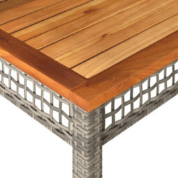 Berkfield Garden Table Grey 80X80X74 Cm Poly Rattan Acacia Wood - thumbnail 7
