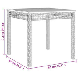 Berkfield Garden Table Grey 80X80X74 Cm Poly Rattan Acacia Wood - thumbnail 8