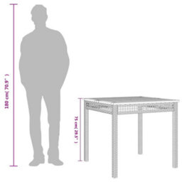 Berkfield Garden Table Grey 80X80X74 Cm Poly Rattan Acacia Wood - thumbnail 9