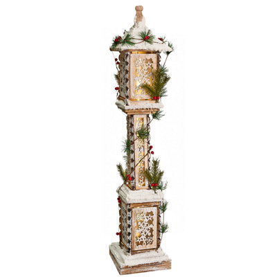 Beliani Christmas Decoration Led Lentira Post Lamp 80 Cm Light Brown - image 1