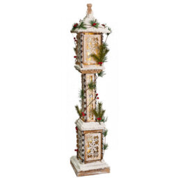 Beliani Christmas Decoration Led Lentira Post Lamp 80 Cm Light Brown - thumbnail 1