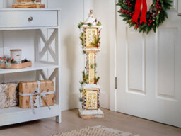 Beliani Christmas Decoration Led Lentira Post Lamp 80 Cm Light Brown - thumbnail 2