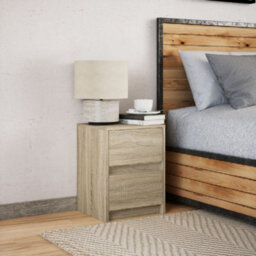 Berkfield Bedside Cabinet With Led Lights Sonoma Oak Engineered Wood - thumbnail 4