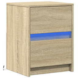 Berkfield Bedside Cabinet With Led Lights Sonoma Oak Engineered Wood - thumbnail 3