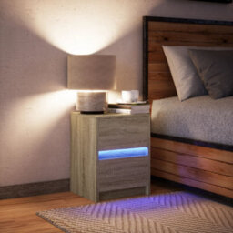 Berkfield Bedside Cabinet With Led Lights Sonoma Oak Engineered Wood - thumbnail 5