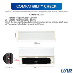 "UAP Limited Uap Petit Master 10"" White Aluminium Draught Proof Letterbox For Upvc Composite And Wooden Doors 40 To 80mm" - thumbnail 3