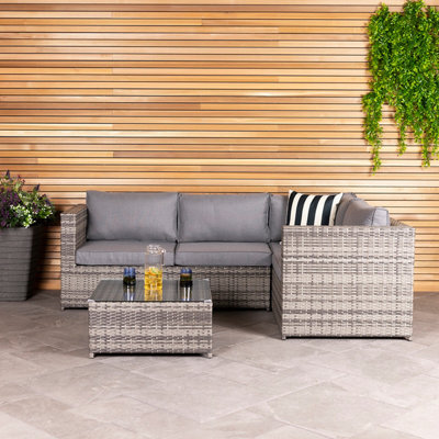 Charles Bentley Rattan Corner Sofa & Coffee Table - Grey - image 1