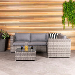 Charles Bentley Rattan Corner Sofa & Coffee Table - Grey - thumbnail 1