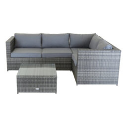 Charles Bentley Rattan Corner Sofa & Coffee Table - Grey - thumbnail 3