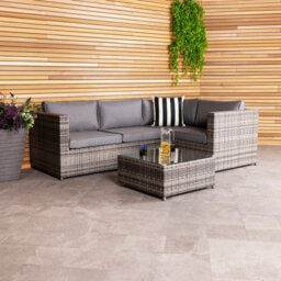Charles Bentley Rattan Corner Sofa & Coffee Table - Grey - thumbnail 2