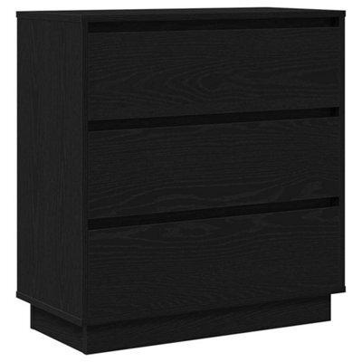 Berkfield Modern Bedside Cabinet With Led Black Oak 71X34,5X75 Cm Engineered Wood - image 1