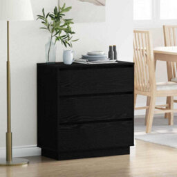 Berkfield Modern Bedside Cabinet With Led Black Oak 71X34,5X75 Cm Engineered Wood - thumbnail 2
