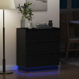 Berkfield Modern Bedside Cabinet With Led Black Oak 71X34,5X75 Cm Engineered Wood - thumbnail 5