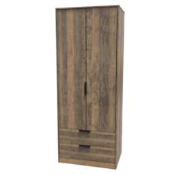 Fuji 2 Door 2 Drawer Wardrobe In Vintage Oak (Ready Assembled) - thumbnail 3