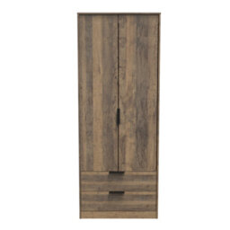 Fuji 2 Door 2 Drawer Wardrobe In Vintage Oak (Ready Assembled) - thumbnail 1