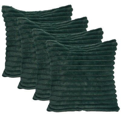 OHS 4 X Faux Fur Thick Rib Cushion Covers, 45 X 45Cm - Green - image 1