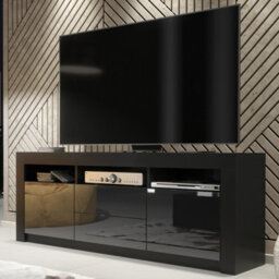 Tv Unit Shine 160Cm - Black With Gloss Doors - thumbnail 1